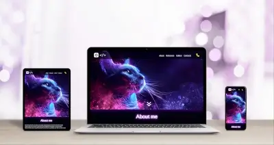 Webový stránka v neonovém retro stylu s vlasní Lightbox fotogalerií